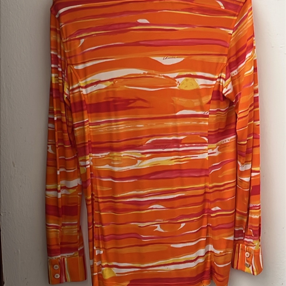 Vibrant Orange Striped Men's Shirt